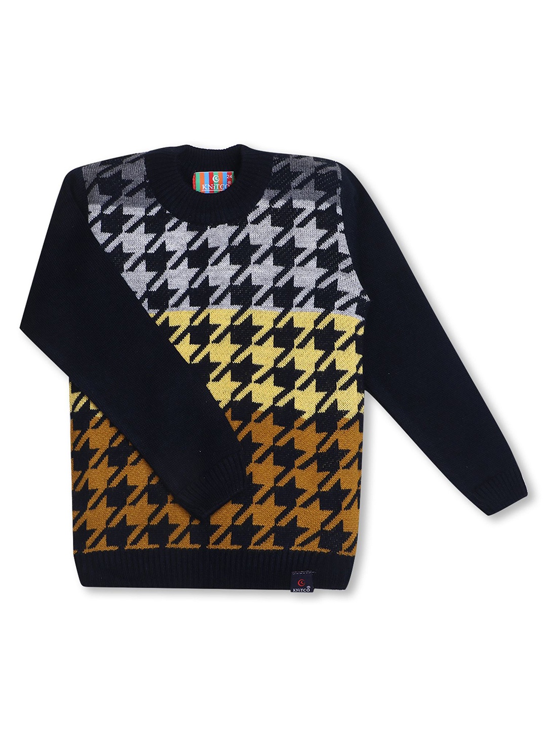 

KNITCO Unisex Kids Chevron Pullover, Navy blue