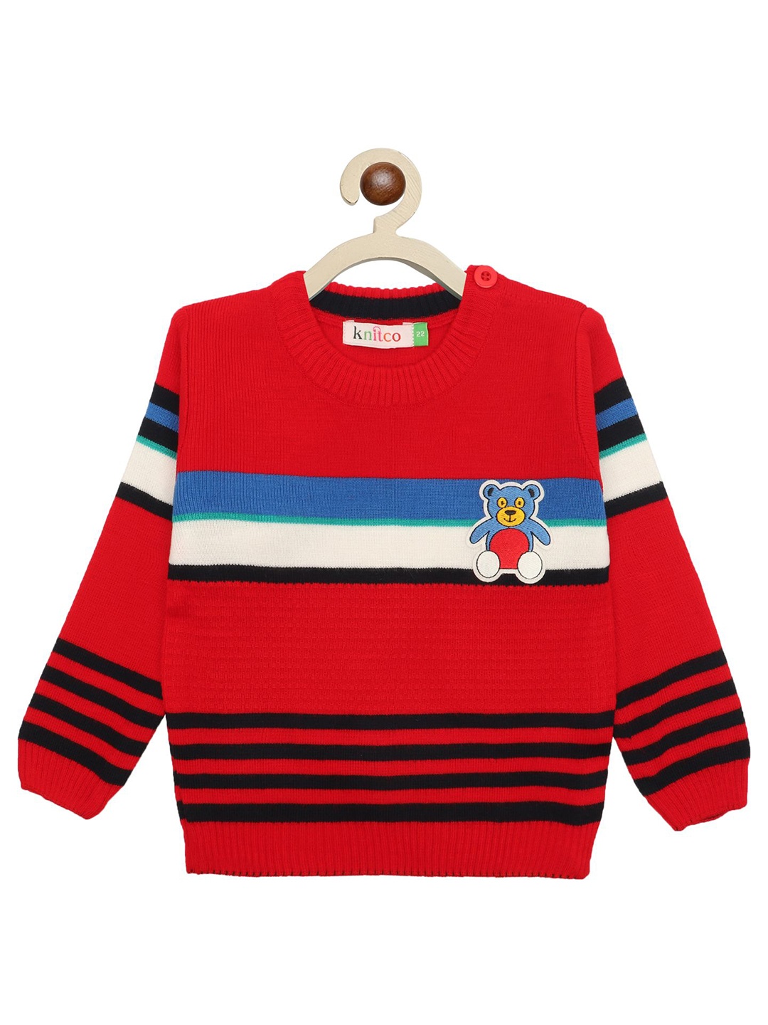 

KNITCO Unisex Kids Striped Pullover, Red