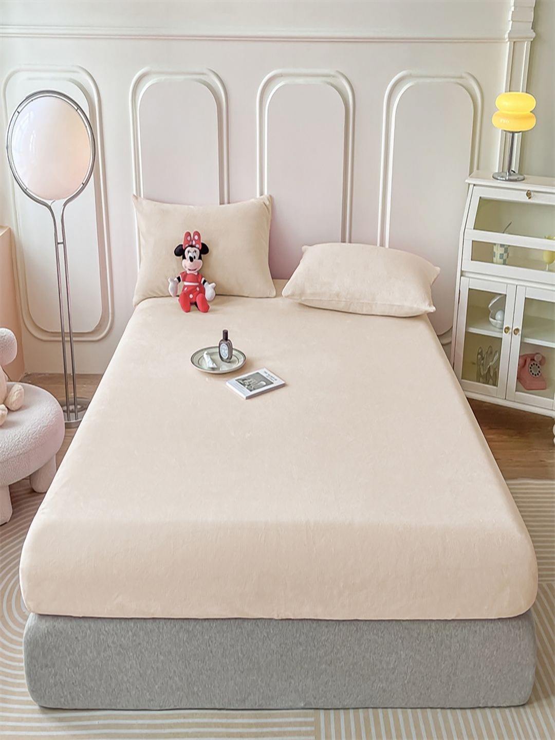 

JC HOME Beige 160 TC Fitted Single Bedsheet with 1 Pillow Covers