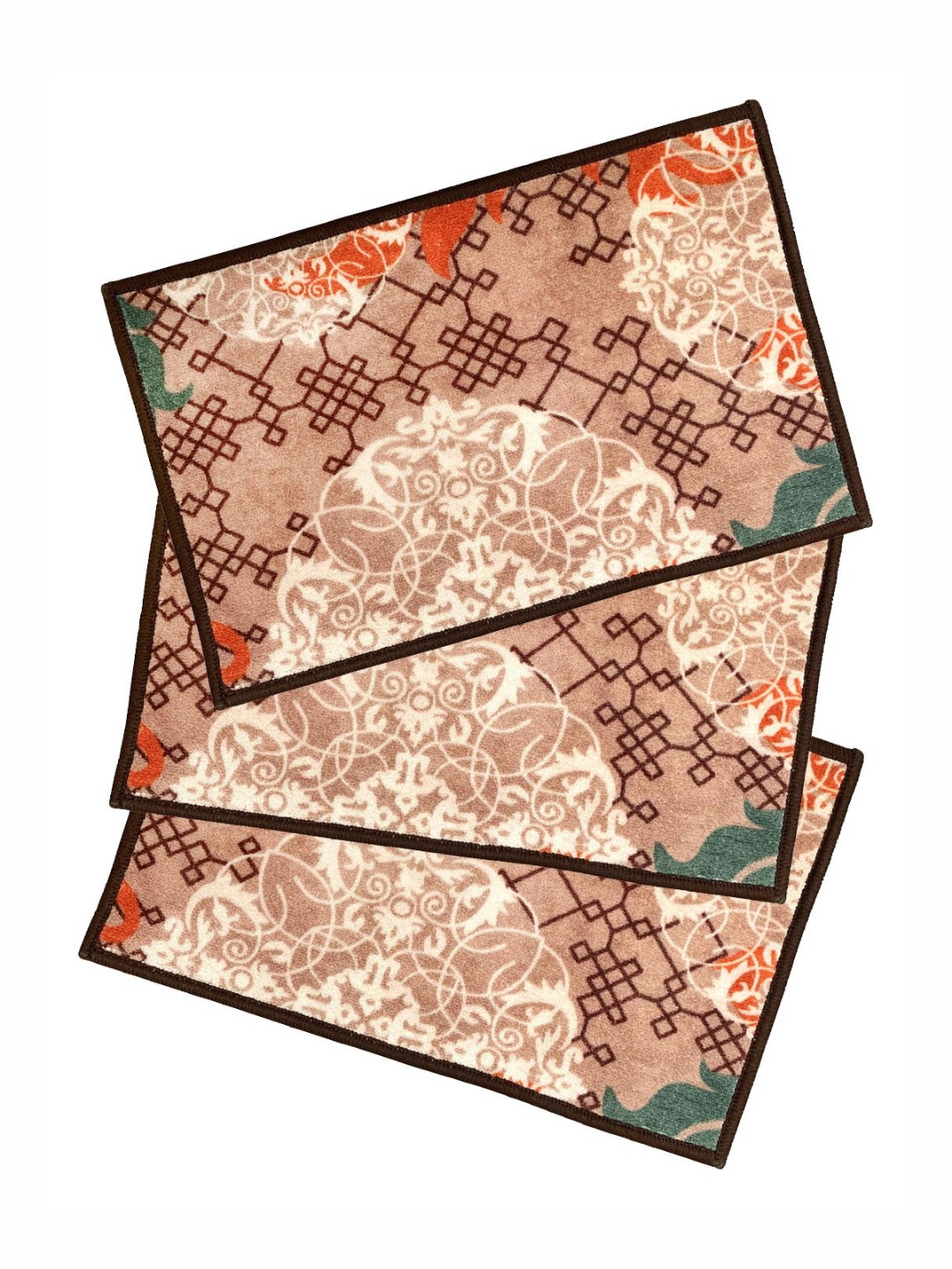 

Aura Brown & White 3 Pieces Printed Anti Slip Doormats