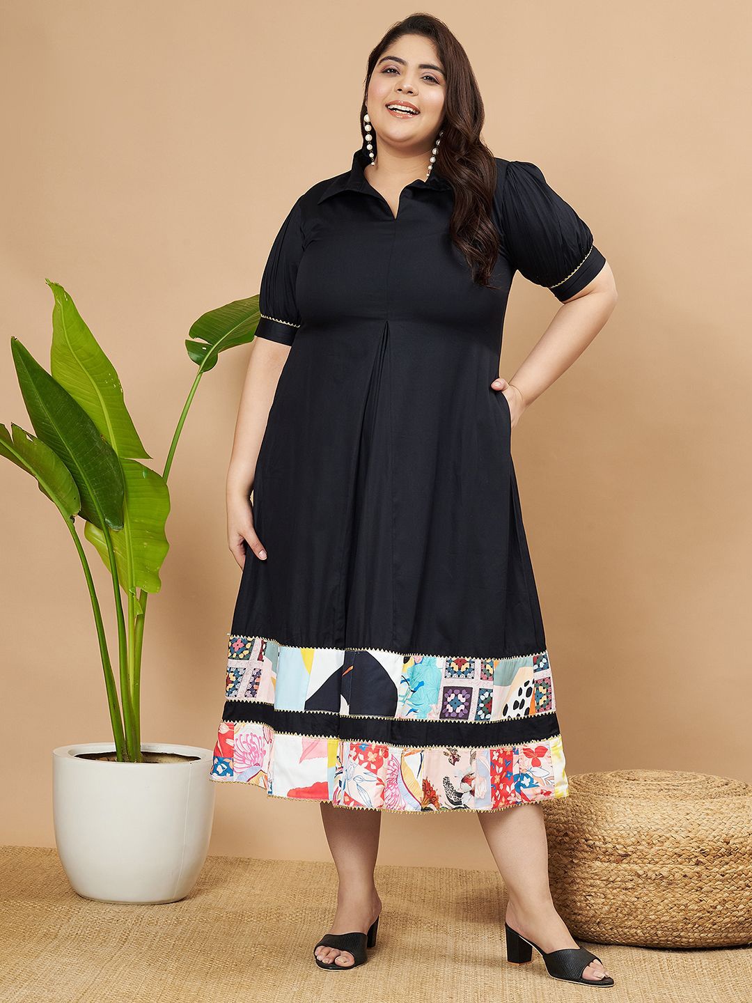 

MOOBA Plus Size Fit & Flare Maxi Dress, Black