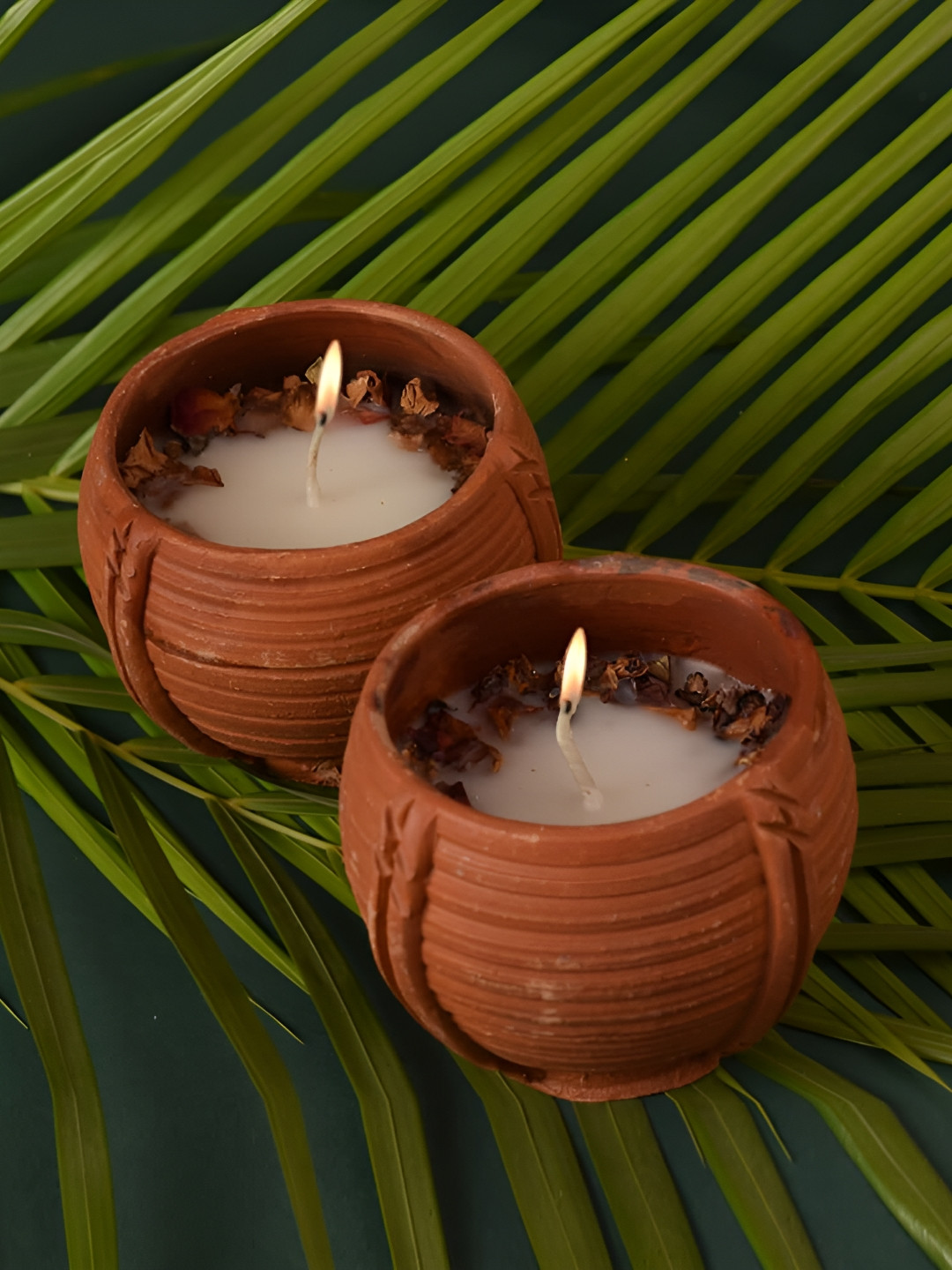 

MAATIR DESIGNS Rose In Terracotta 2 pieces Brown Pillar Candle