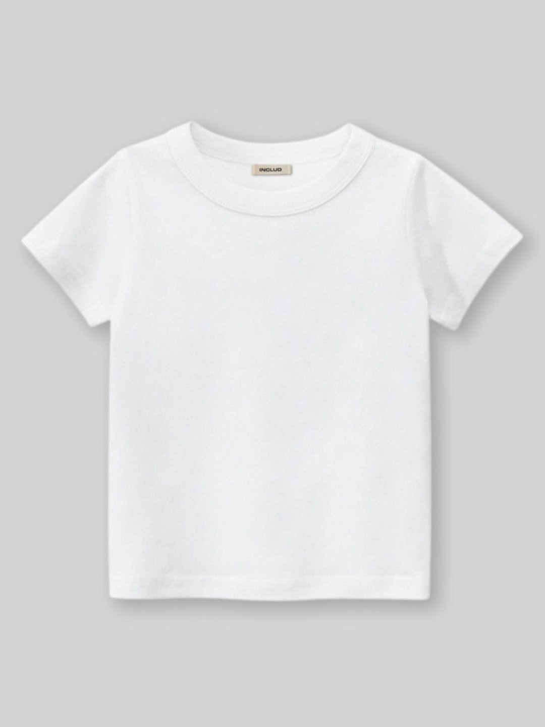 

INCLUD Boys Solid Round Neck Cotton T-shirt, White