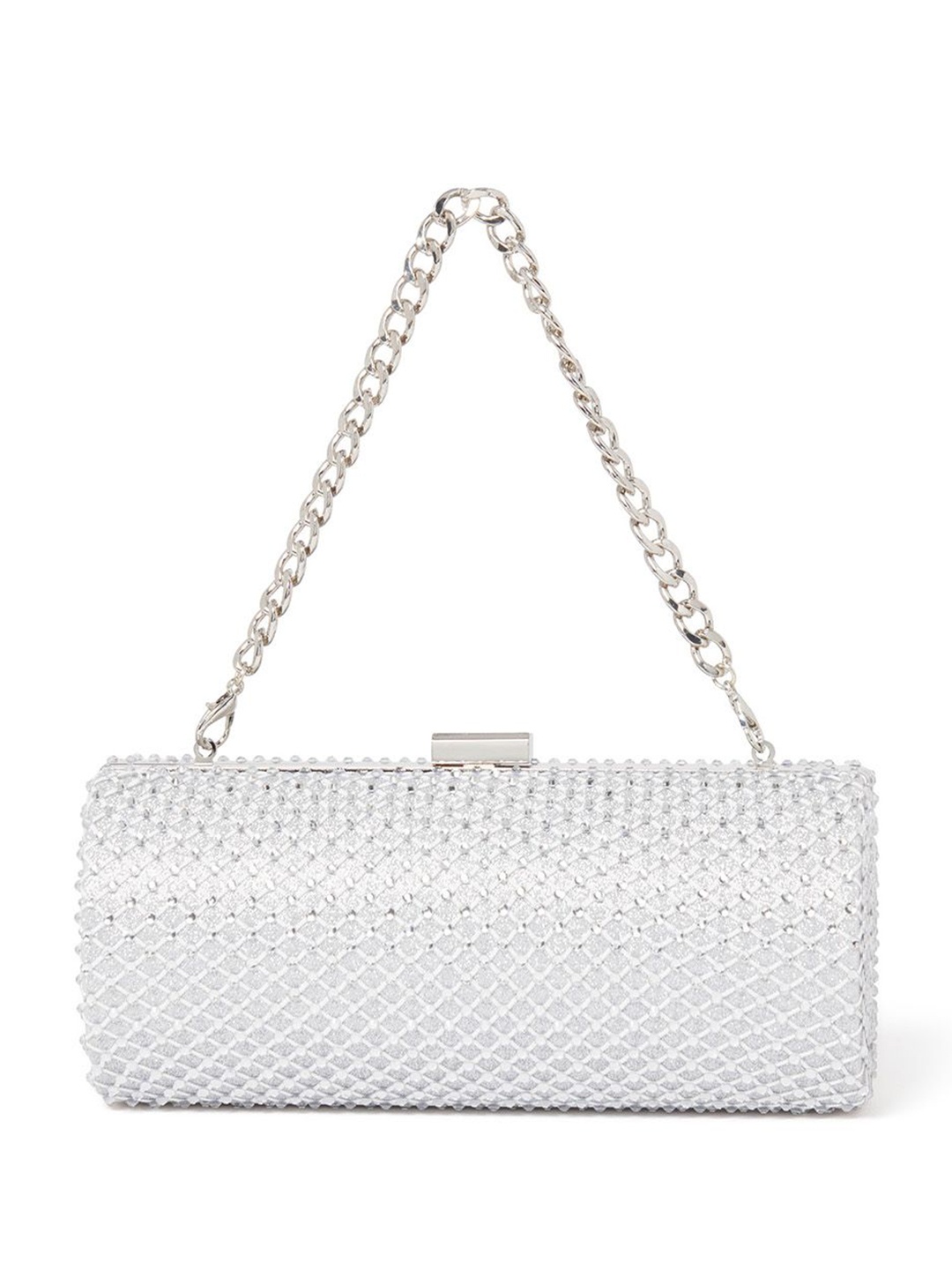 

Forever New Hailey Cylinder Embellished Box Clutch, Silver