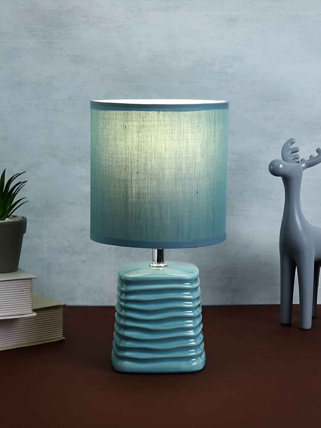 

TAYHAA Blue Ceramic Contemporary Cylindrical Shaped Table Lamp