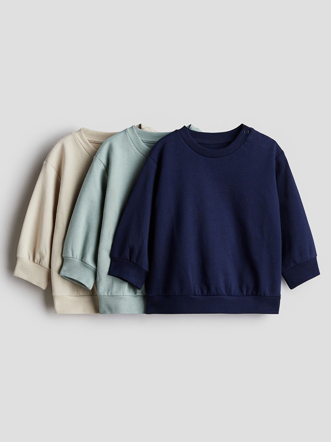 

H&M Infants Boys Pack Of 3 Cotton Sweatshirts, Blue