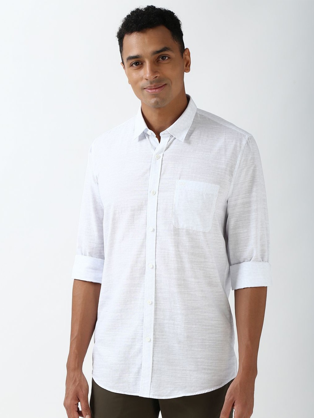 

Peter England Casuals Men Slim Fit Opaque Casual Shirt, Blue