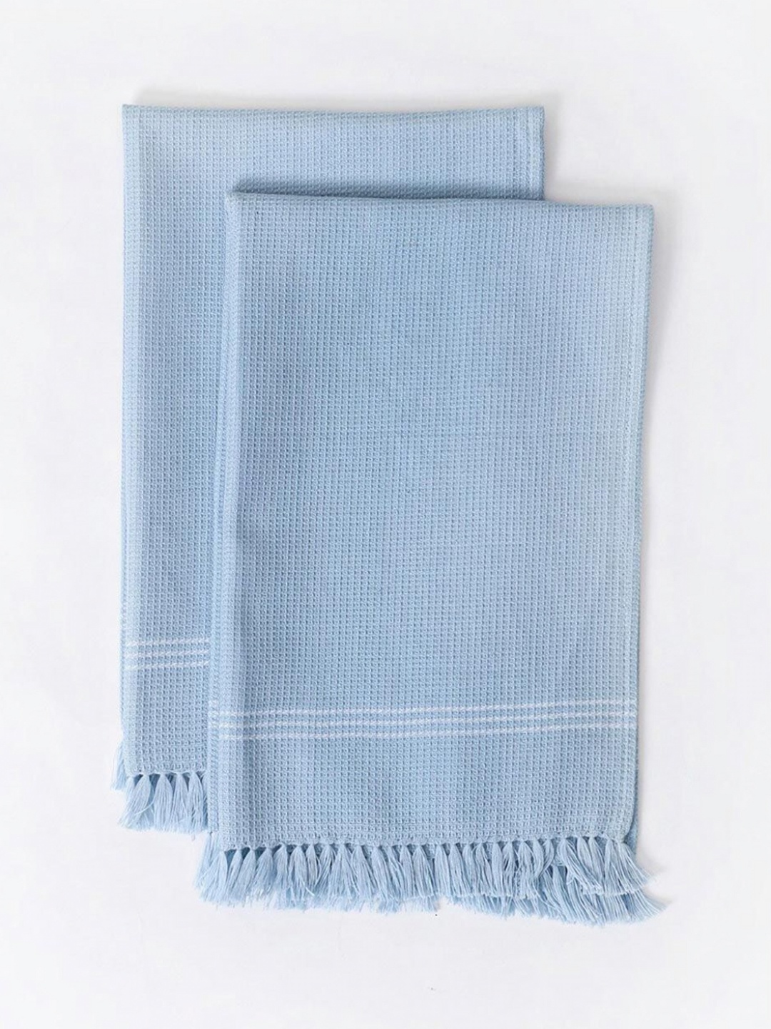 

Fabindia Fab Essentials Honeycomb 2 Pieces Blue Pure Cotton 200 GSM Woven Bath Towel