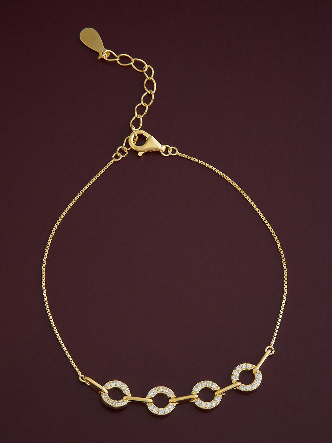 

Kushal's Fashion Jewellery 92.5 Pure Silver Rose Gold-Plated CZ Wraparound Bracelet