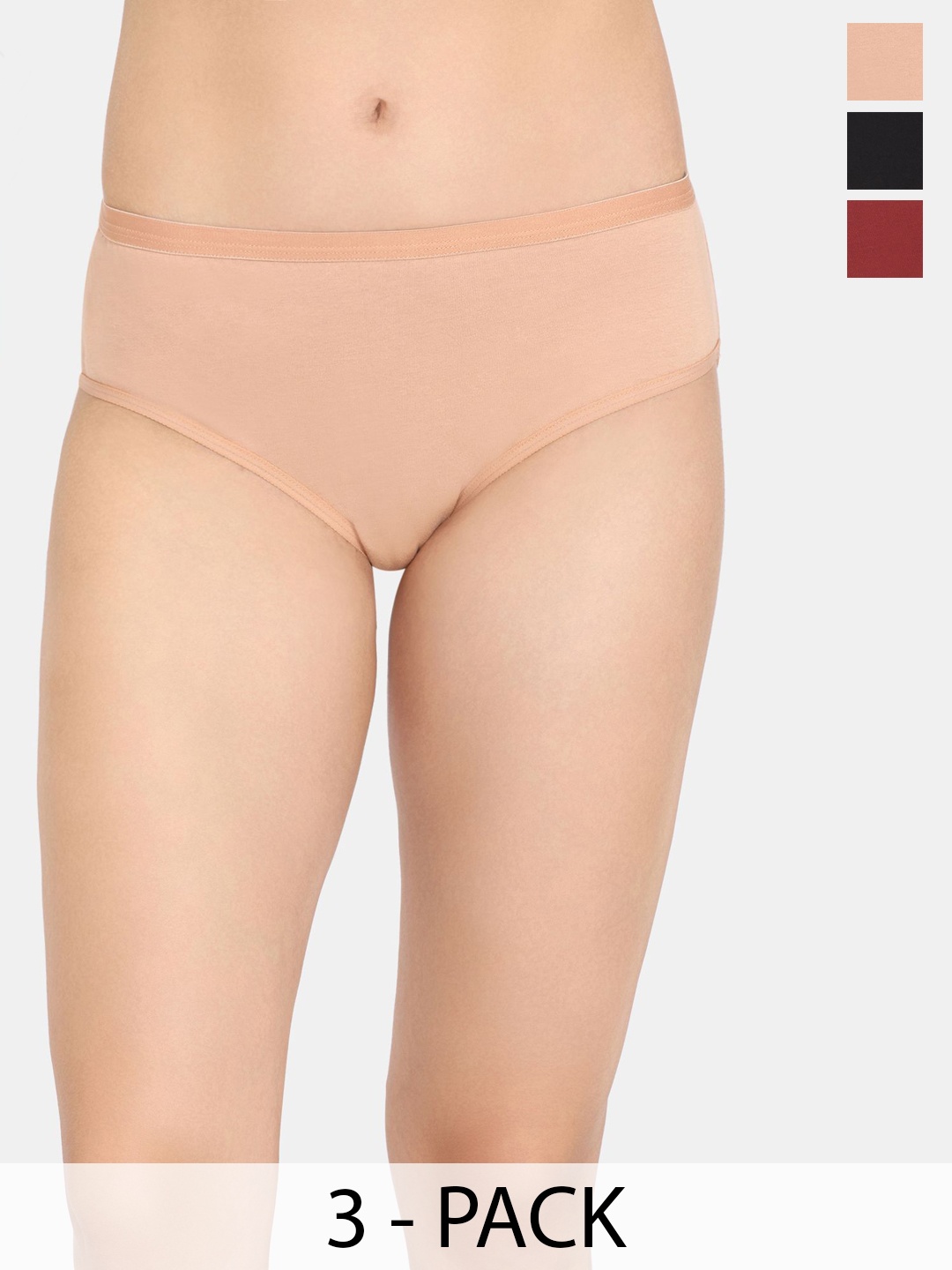 

Rosaline by Zivame Pack Of 3 Assorted Cotton Hipster BriefsRO2073FASH0BLAK