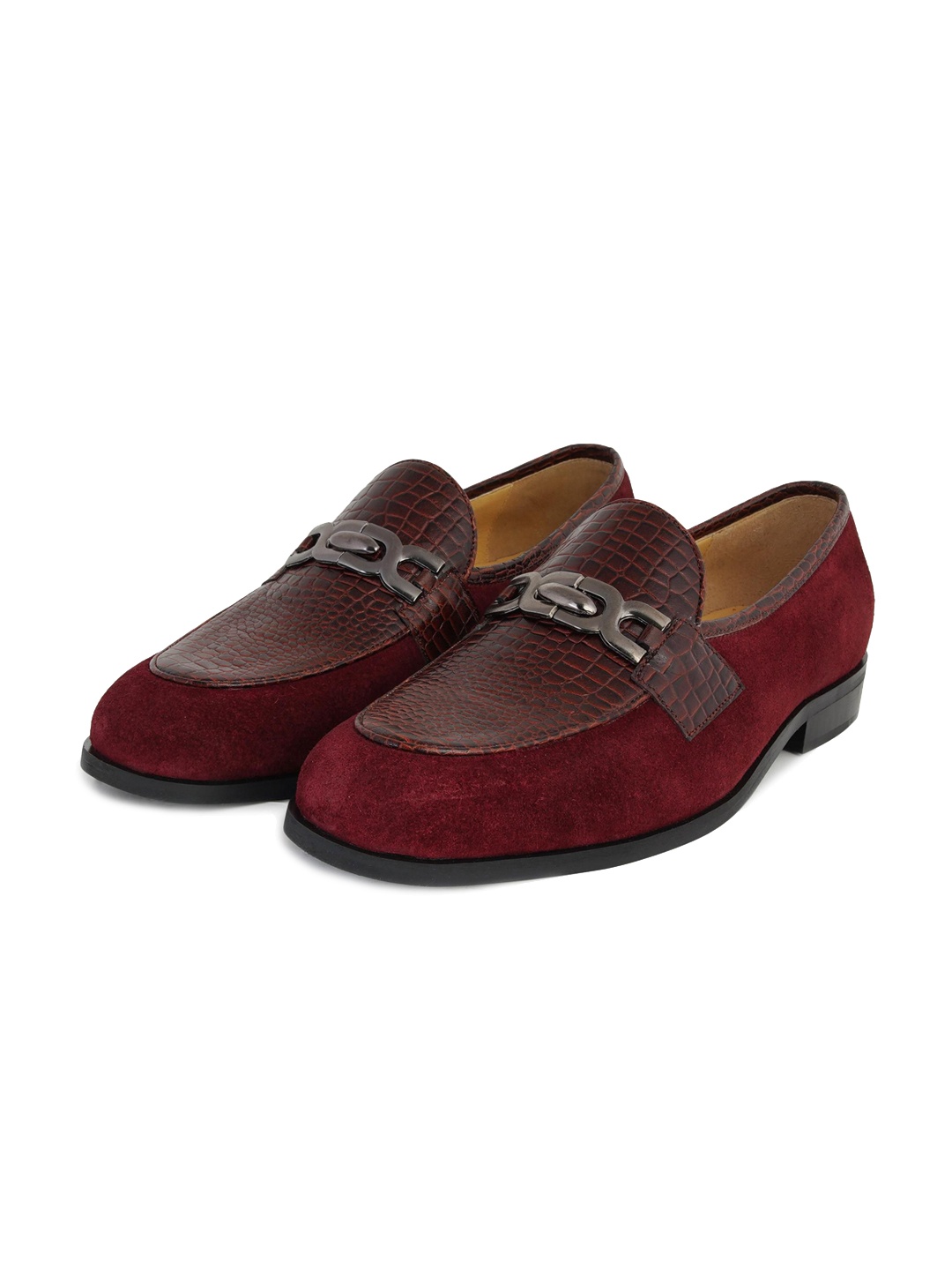 

LOVEY Men Leather Penny Loafers Loafers, Maroon