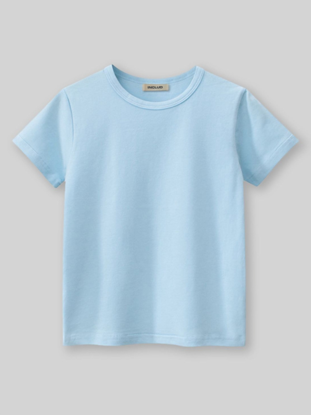 

INCLUD Boys Solid Round Neck Cotton T-shirt, Blue