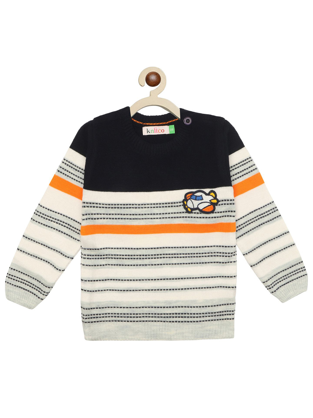 

KNITCO Unisex Kids Striped Pullover, White