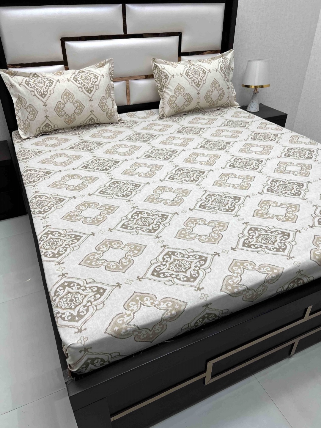 

Pure Decor Passion Brown & Beige Printed 240 TC Pure Cotton Queen Bedsheet Set
