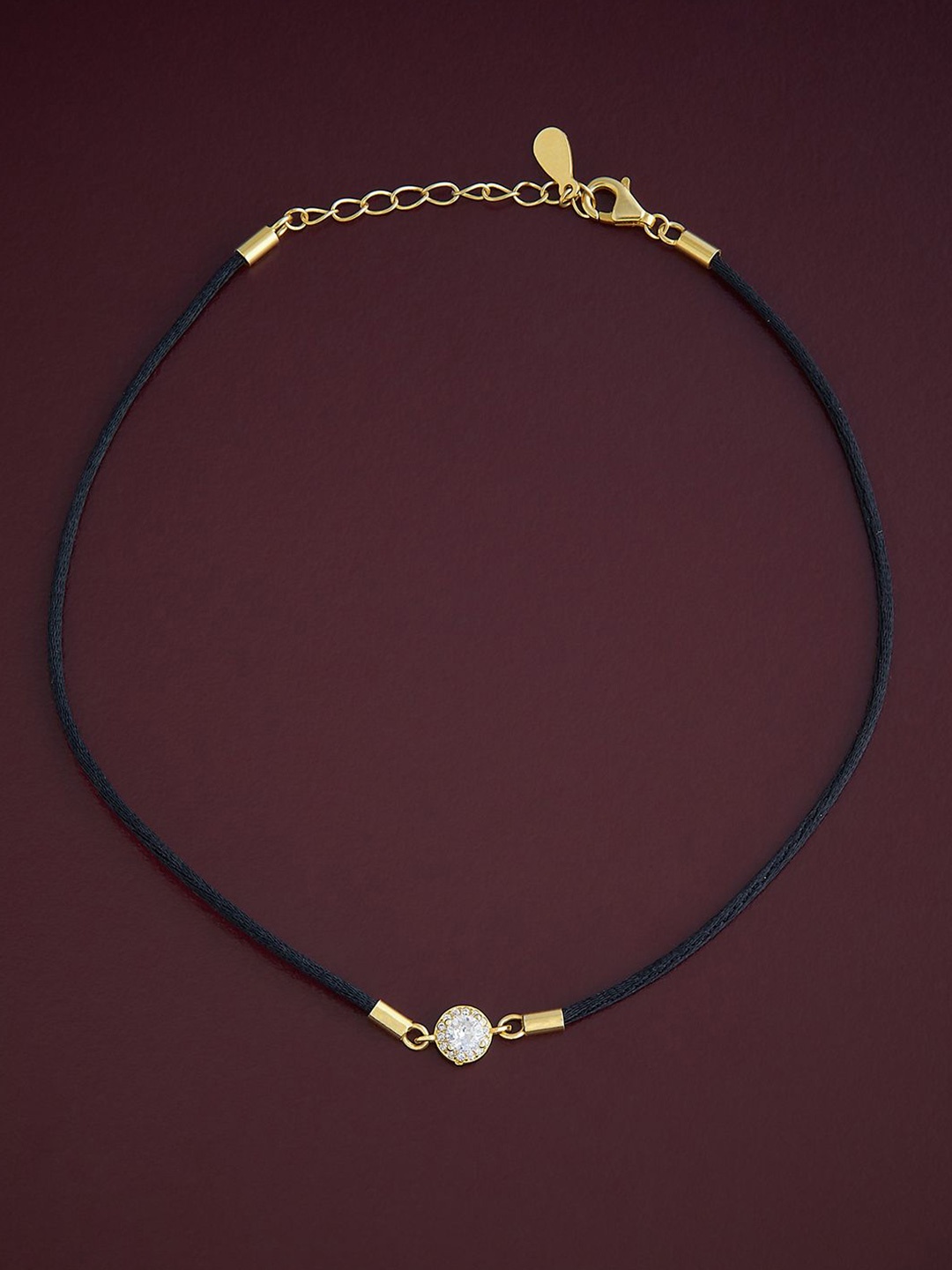 

Kushal's Fashion Jewellery 92.5 Pure Silver Gold-Plated Stones Studded Anklet