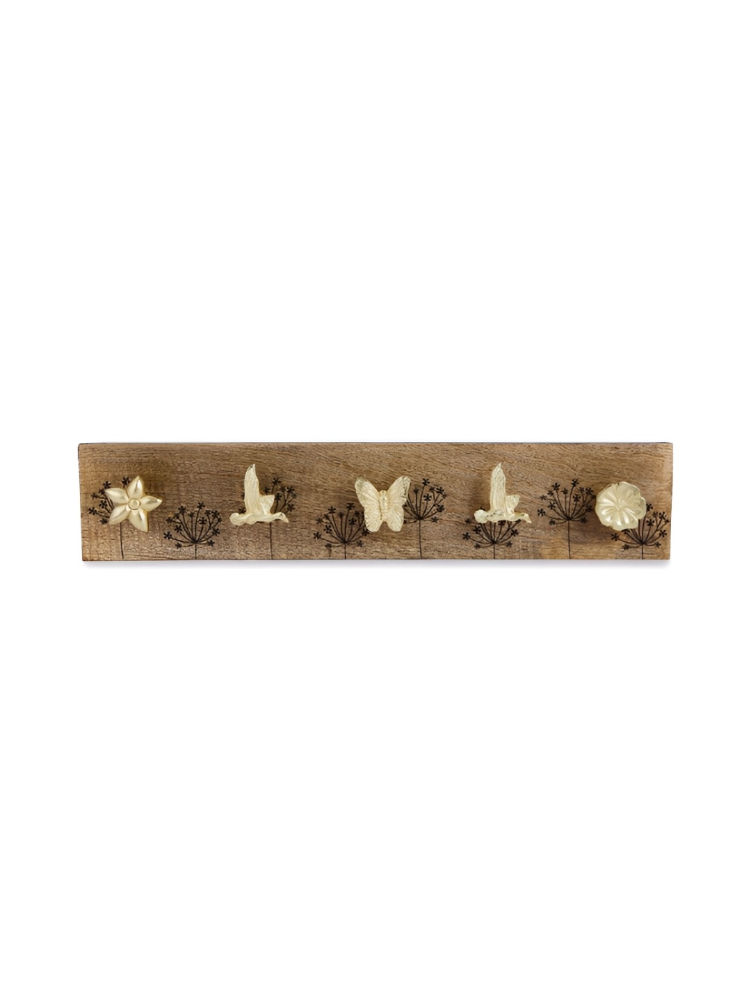 

Fabindia Brown Wood Casted 5 Peg Textured Hooks and Holders