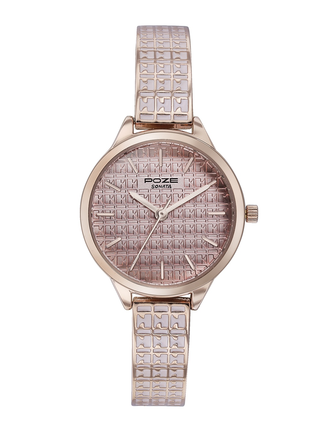 

Sonata Women Poze Patterned Dial & Bracelet Style Straps Analogue Watch SP80085WM01W, Rose gold