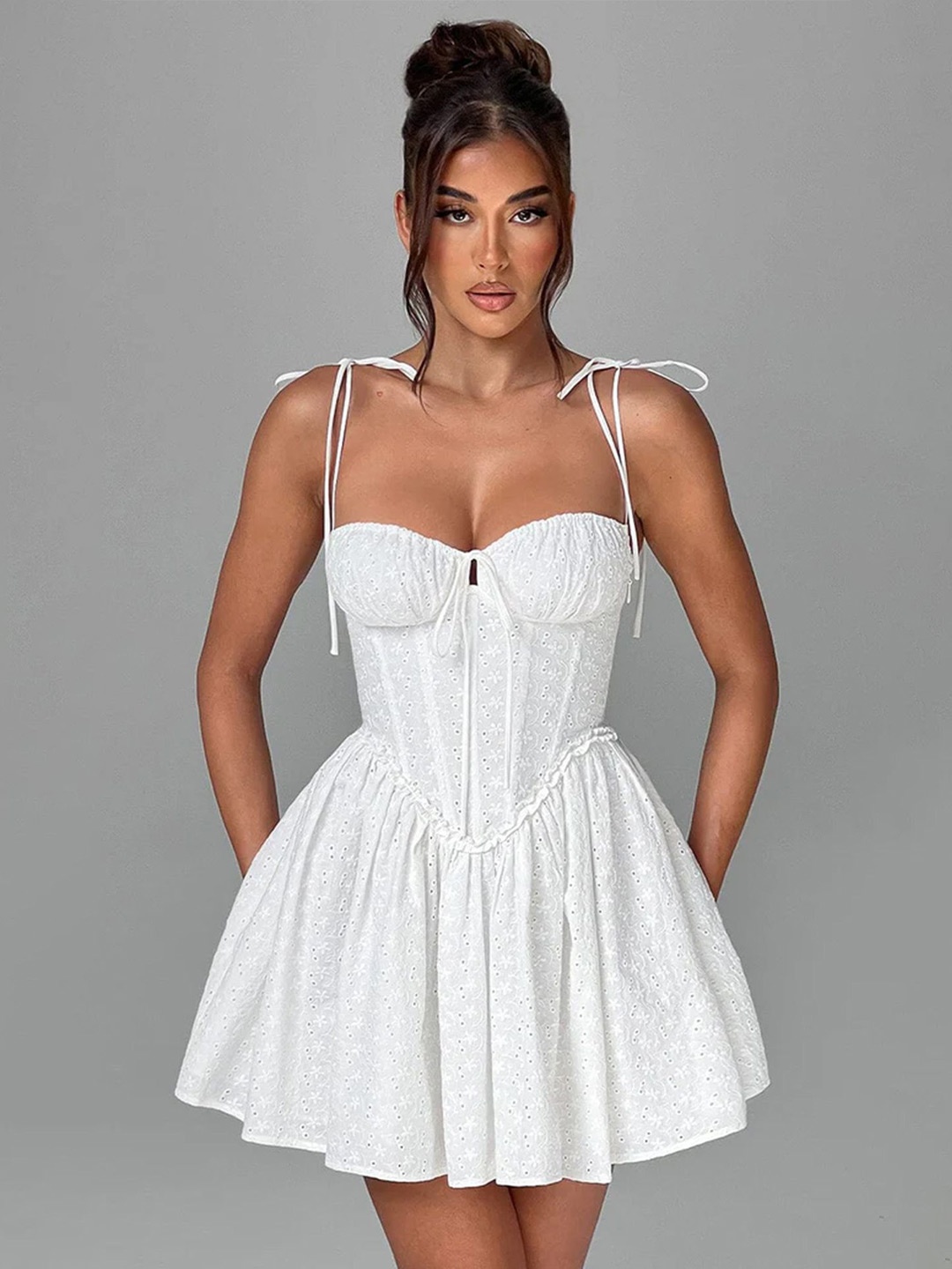 

LULU & SKY Fit & Flare Mini Dress, White