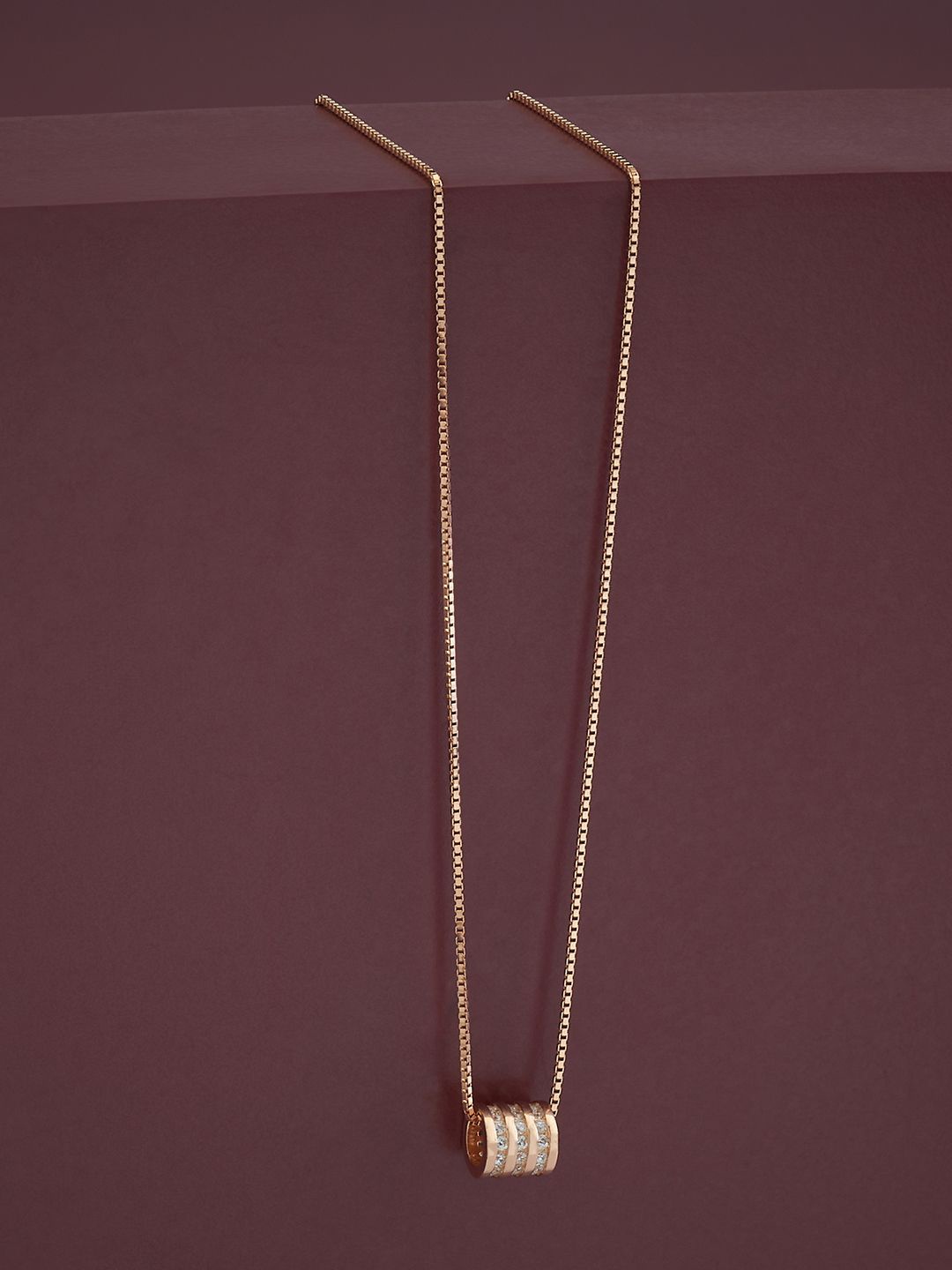 

Kushal's Fashion Jewellery Sterling Silver Rose Gold-Plated Cubic Zirconia Chain