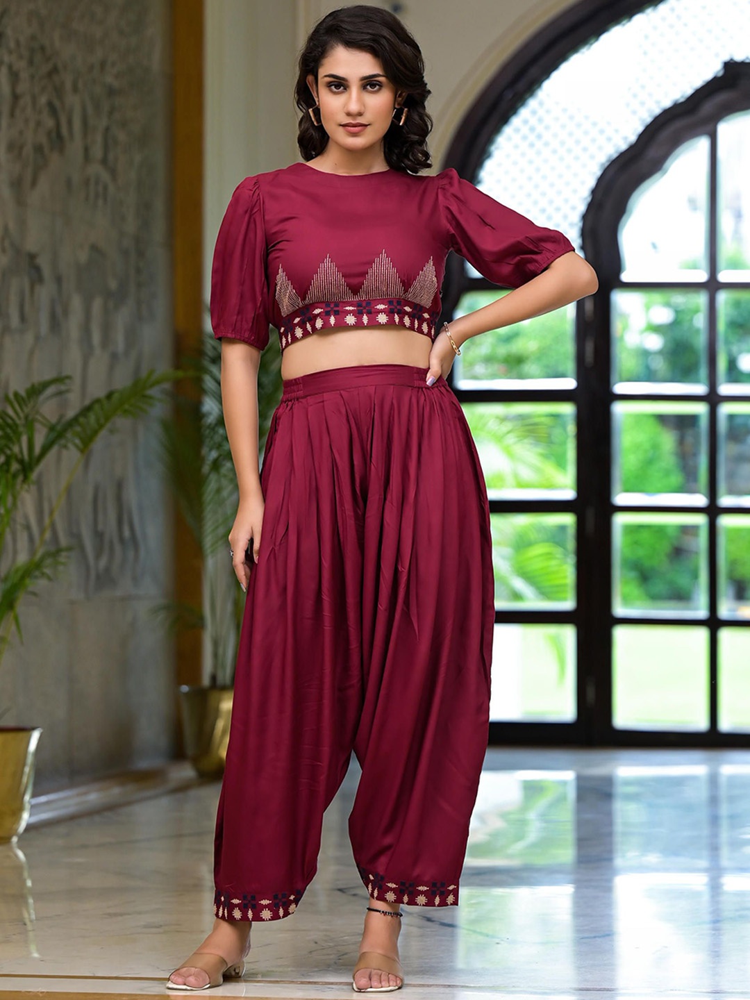 

Juniper Embroidered Top & Dhoti Pant, Rust