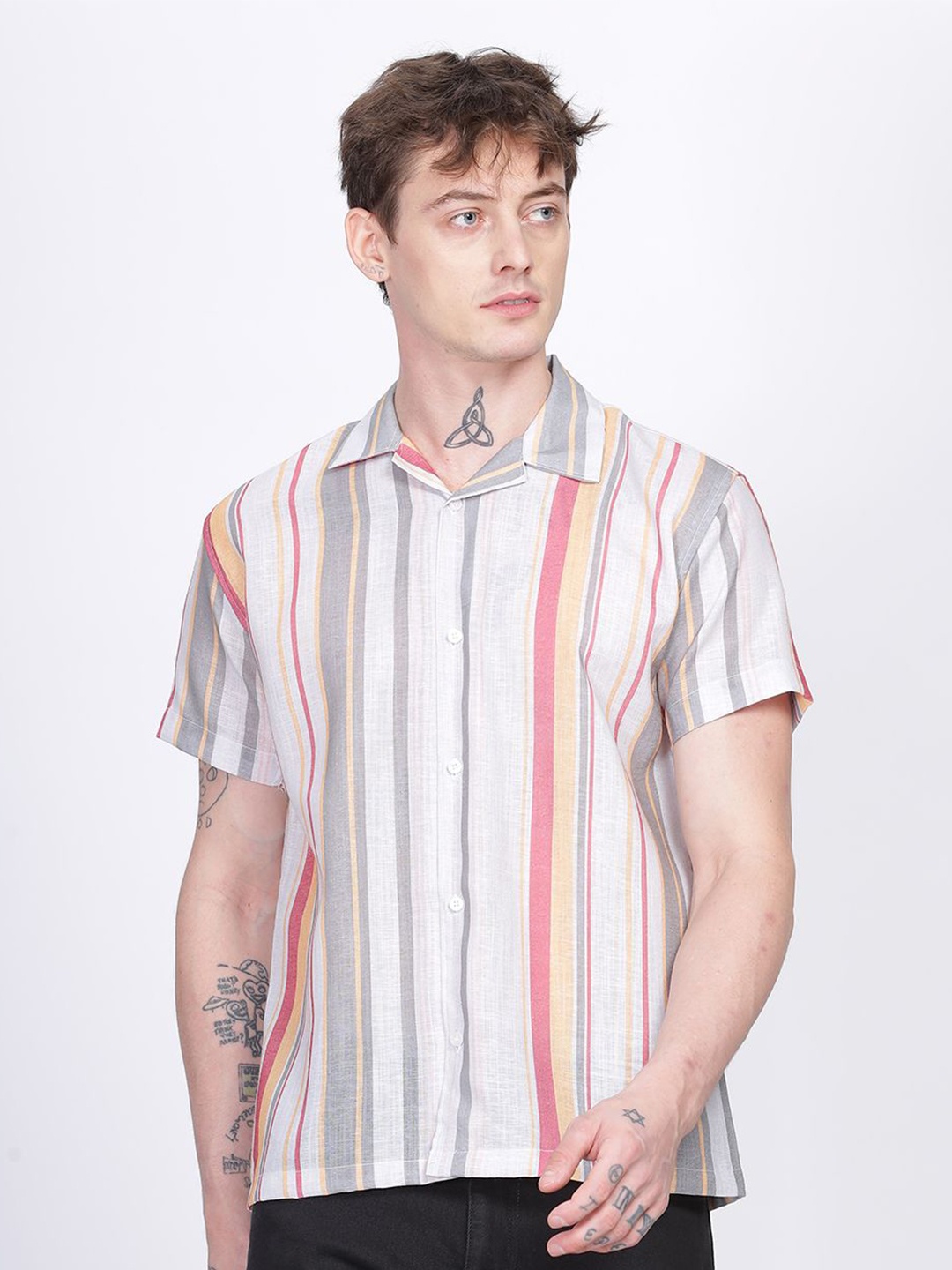 

Vestirio Men Relaxed Multi Striped Casual Shirt, Grey