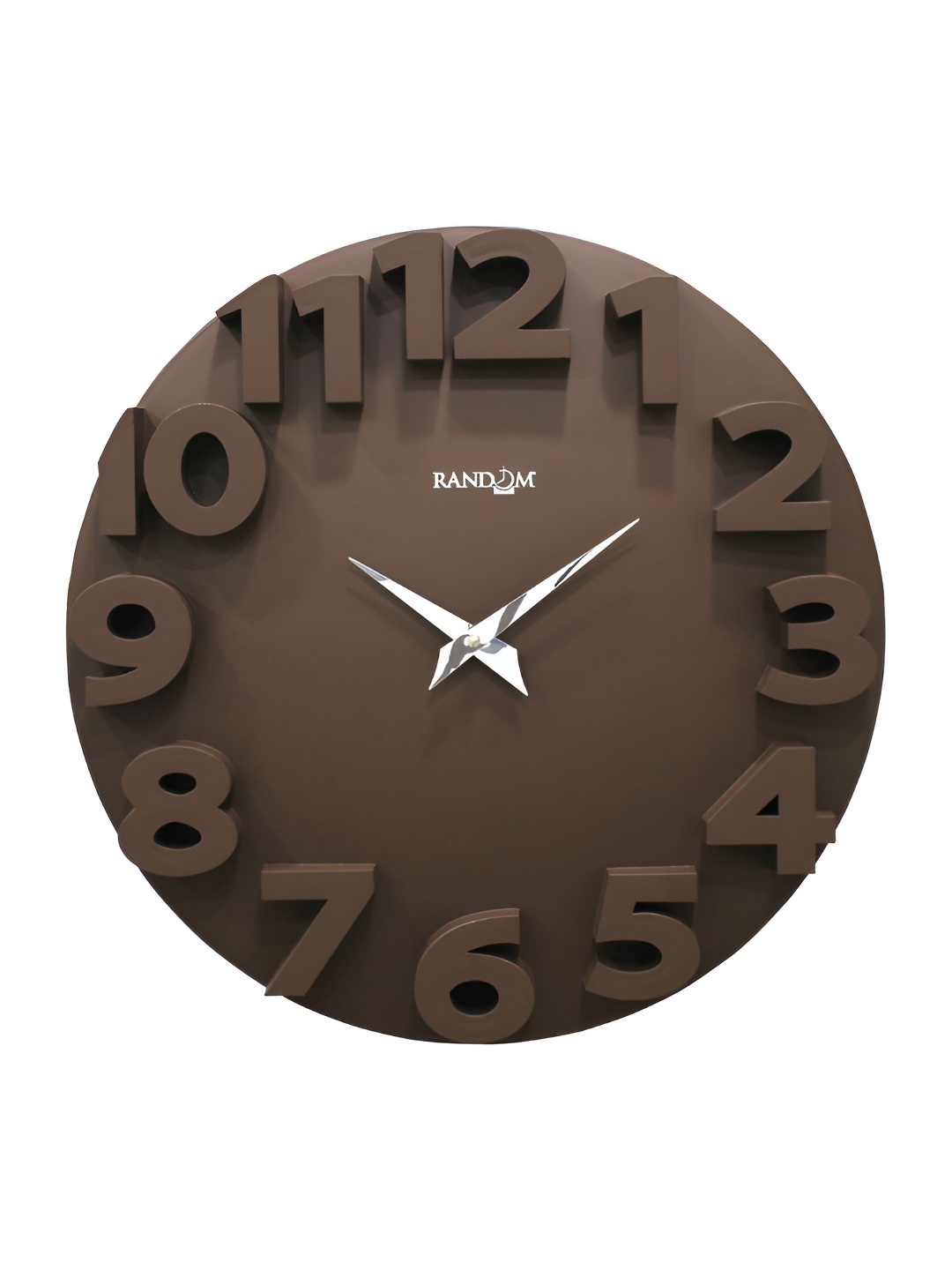 

RANDOM Brown & White Textured Contemporary Analogue Round Wall Clock