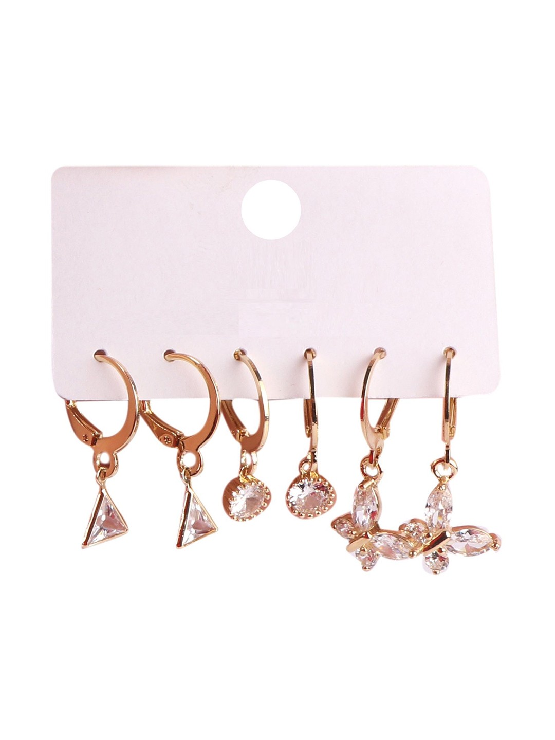 

Keviv Set Of 3 Gold-Plated Contemporary Drop Earrings