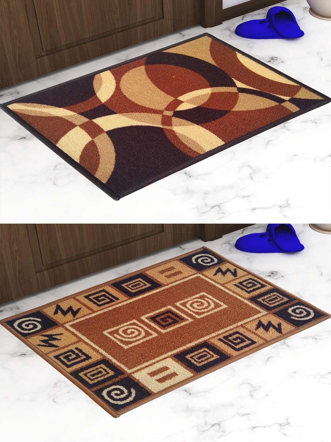 

Aura Beige & Brown 2 Pieces Printed Anti Slip Doormats