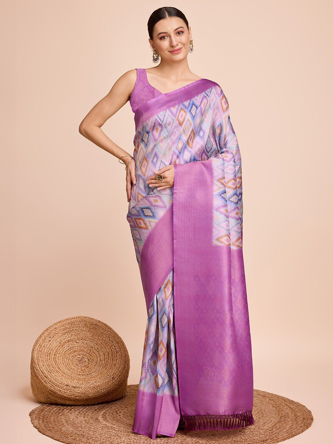 

Kriyansh Ethnic Motifs Zari Kanjeevaram Saree, Purple