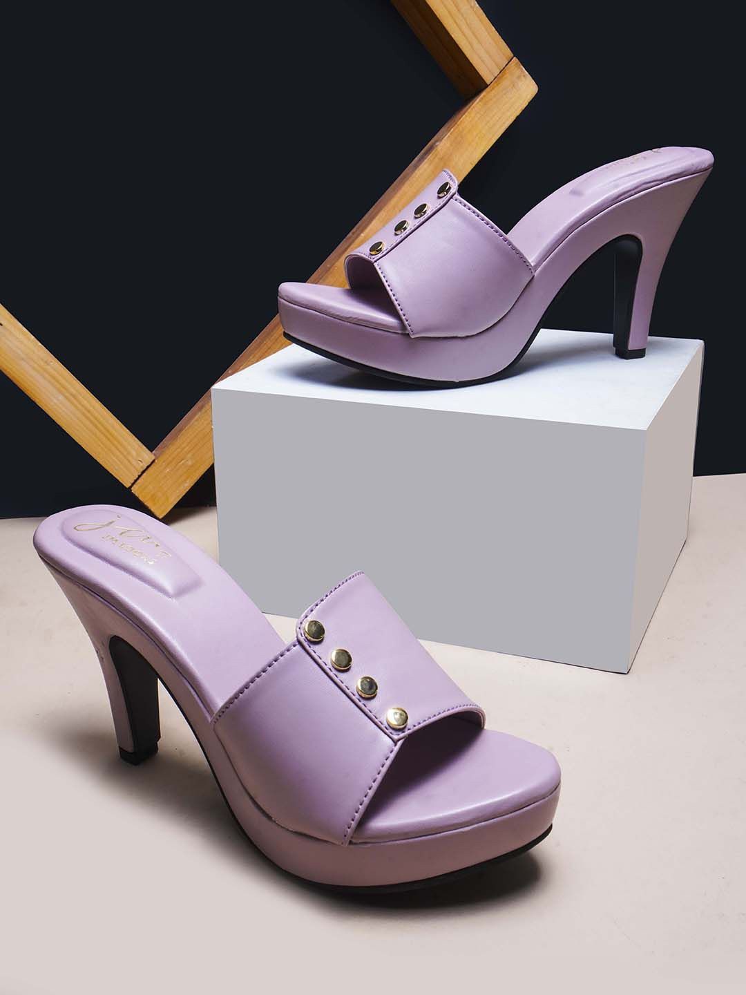 

JM Looks Women Kitten Heels Sandals, Purple