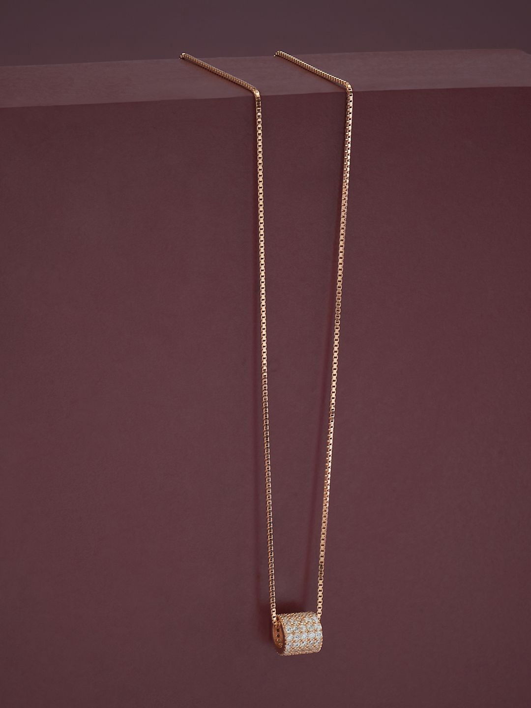 

Kushal's Fashion Jewellery Sterling Silver CZ Rose Gold-Plated Pendants with Chains