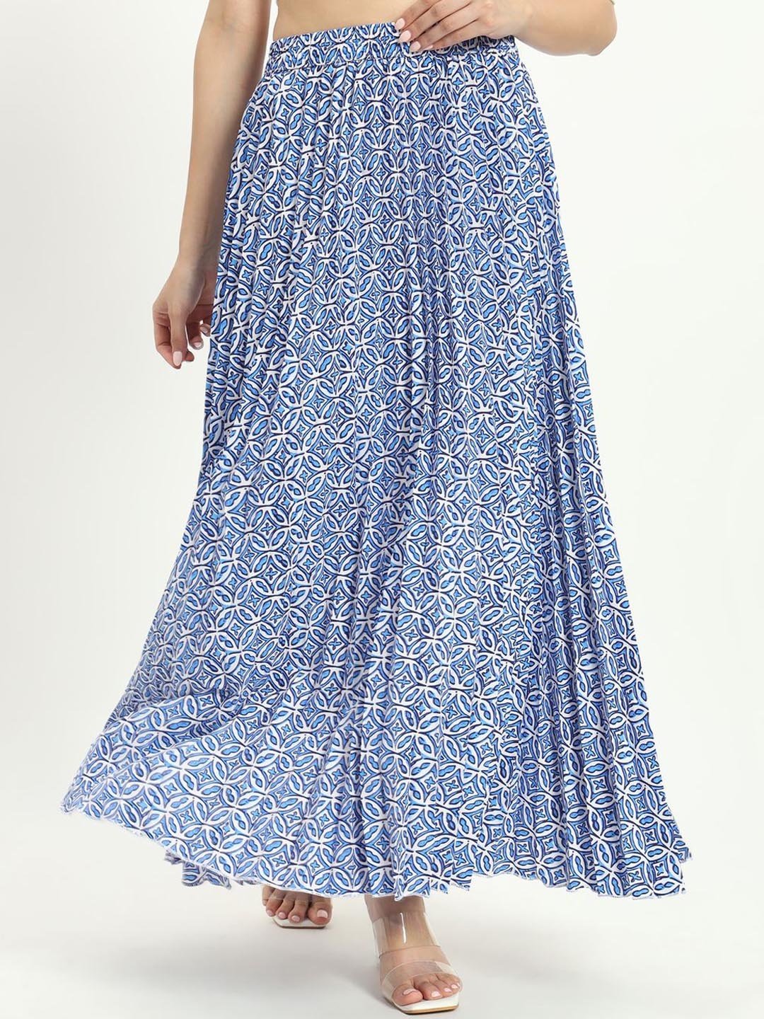 

OTABU Printed A-Line Maxi Skirts, Blue