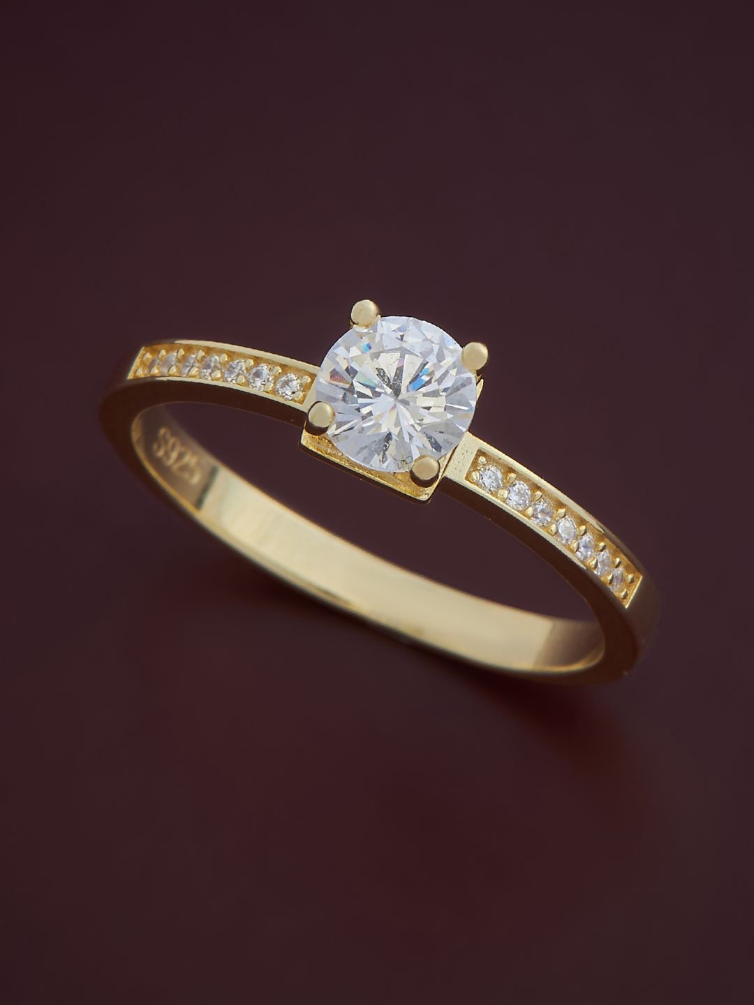 

Kushal's Fashion Jewellery Sterling Silver Gold-Plated Cubic Zirconia Finger Ring