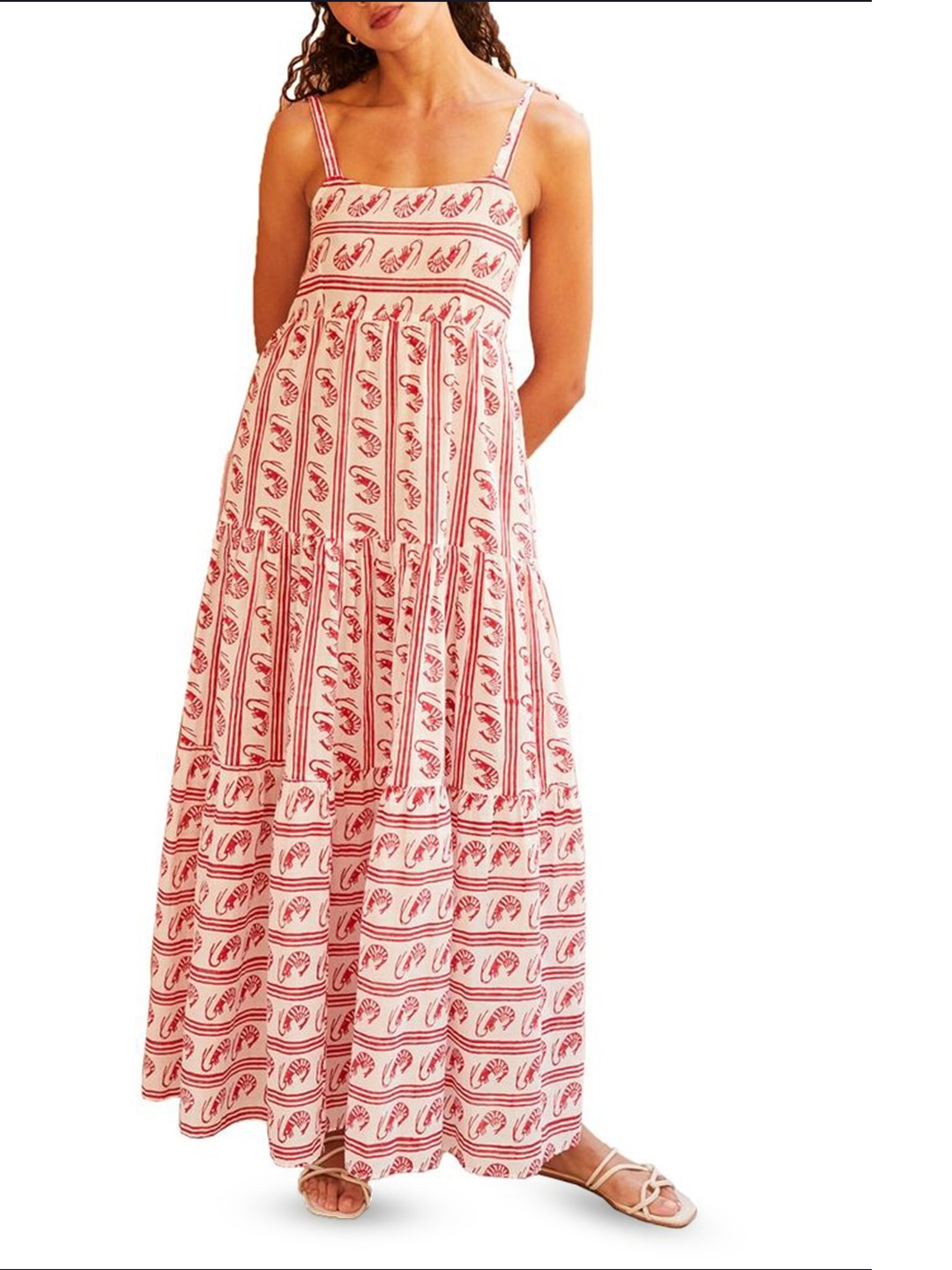 

LULU & SKY Ethnic Motifs Print Maxi Midi Dress, Red