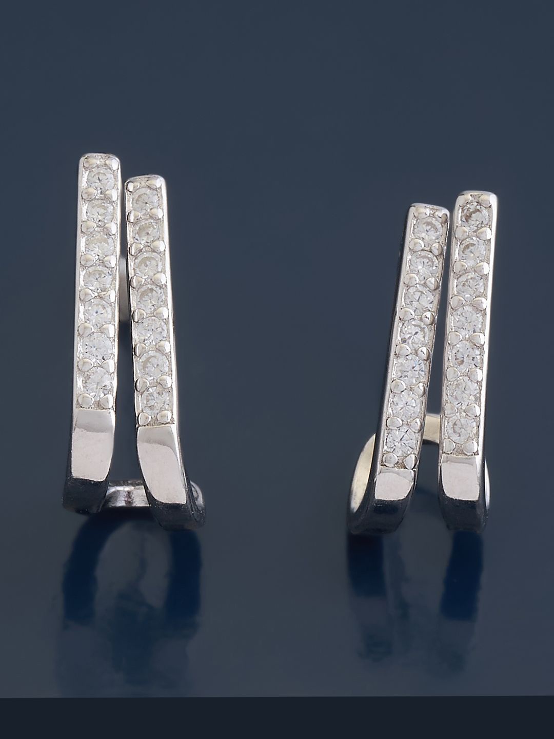 

Kushal's Fashion Jewellery 92.5 Pure Silver Cubic Zirconia Circular Hoop Earrings