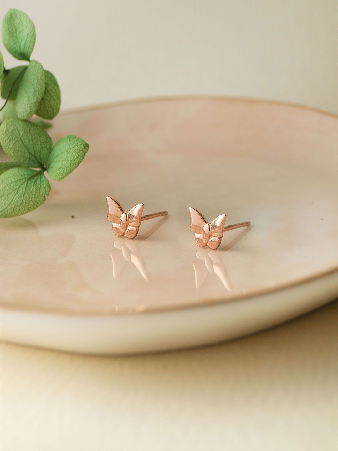 

MANNASH 92.5 Sterling Silver Rose Gold-Plated Contemporary Butterflies Studs