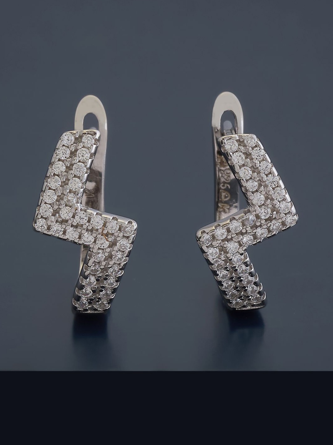 

Kushal's Fashion Jewellery Sterling Silver Cubic Zirconia Rhodium-Plated Hoop Earrings