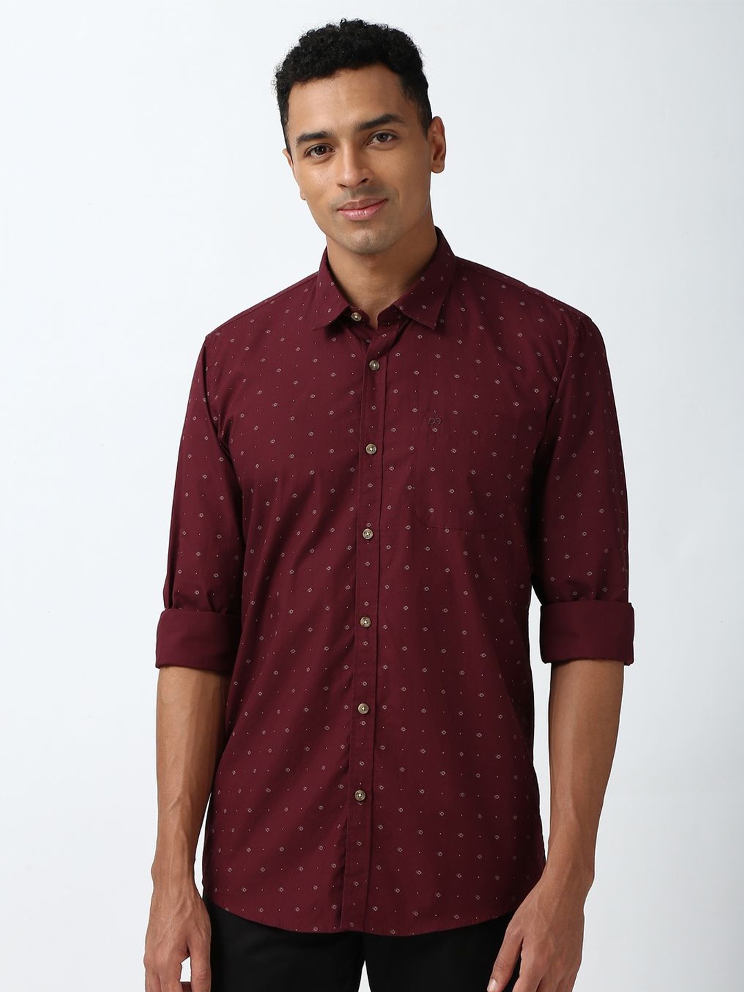 

Peter England Casuals Men Slim Fit Opaque Printed Casual Shirt, Maroon