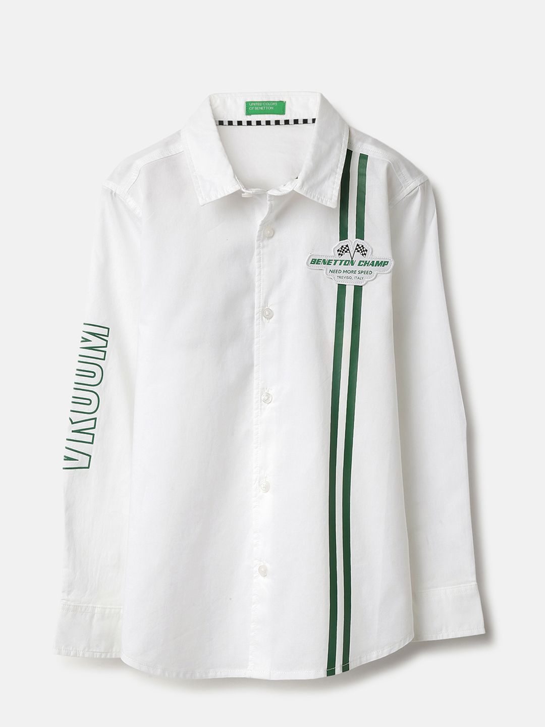 

United Colors of Benetton Boys Classic Spread Collar Solid Cotton Casual Shirt, White