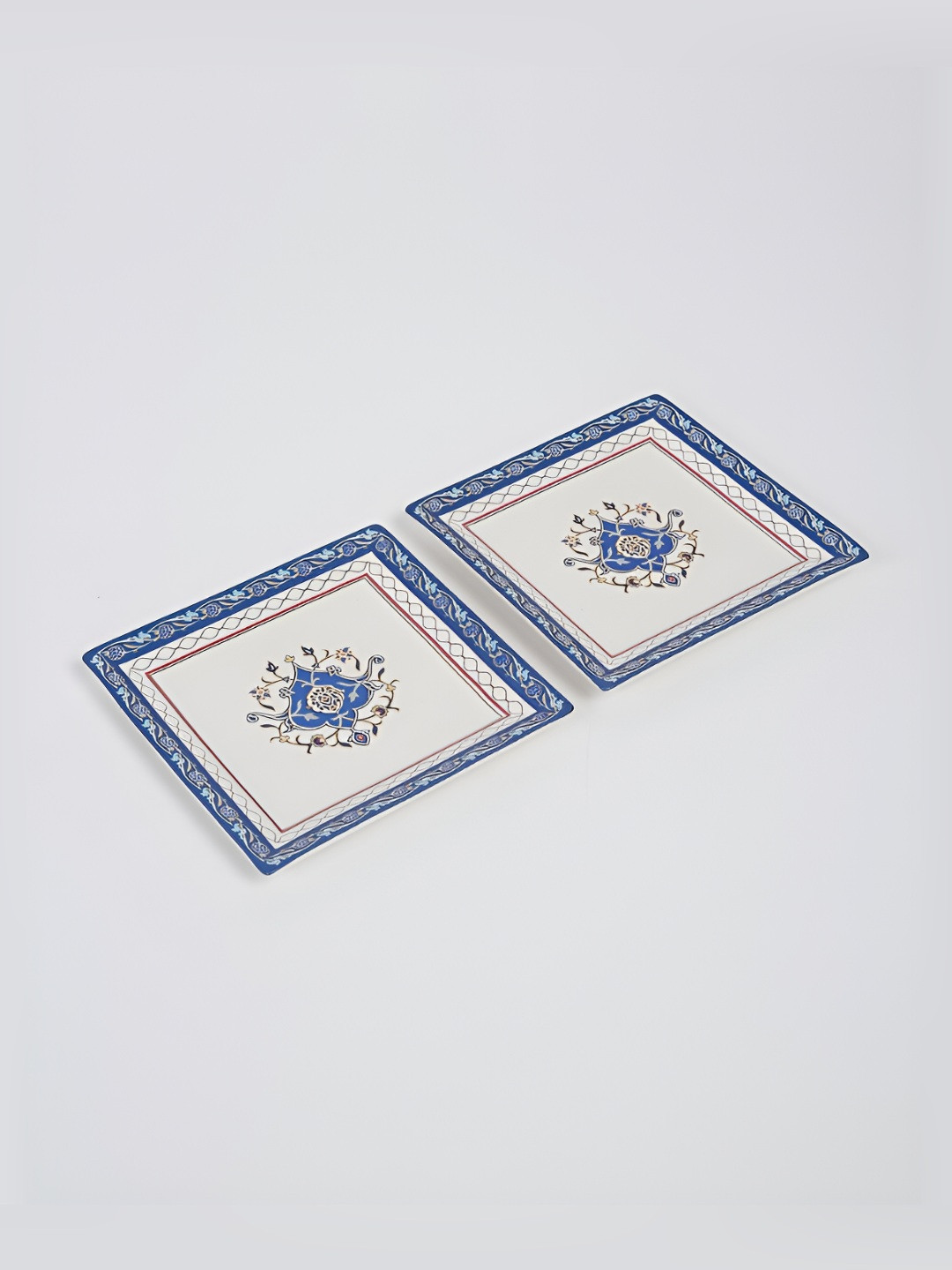 

Fabindia Lavanya White & Blue 2 Pieces Printed Ceramic Food Platter With Box