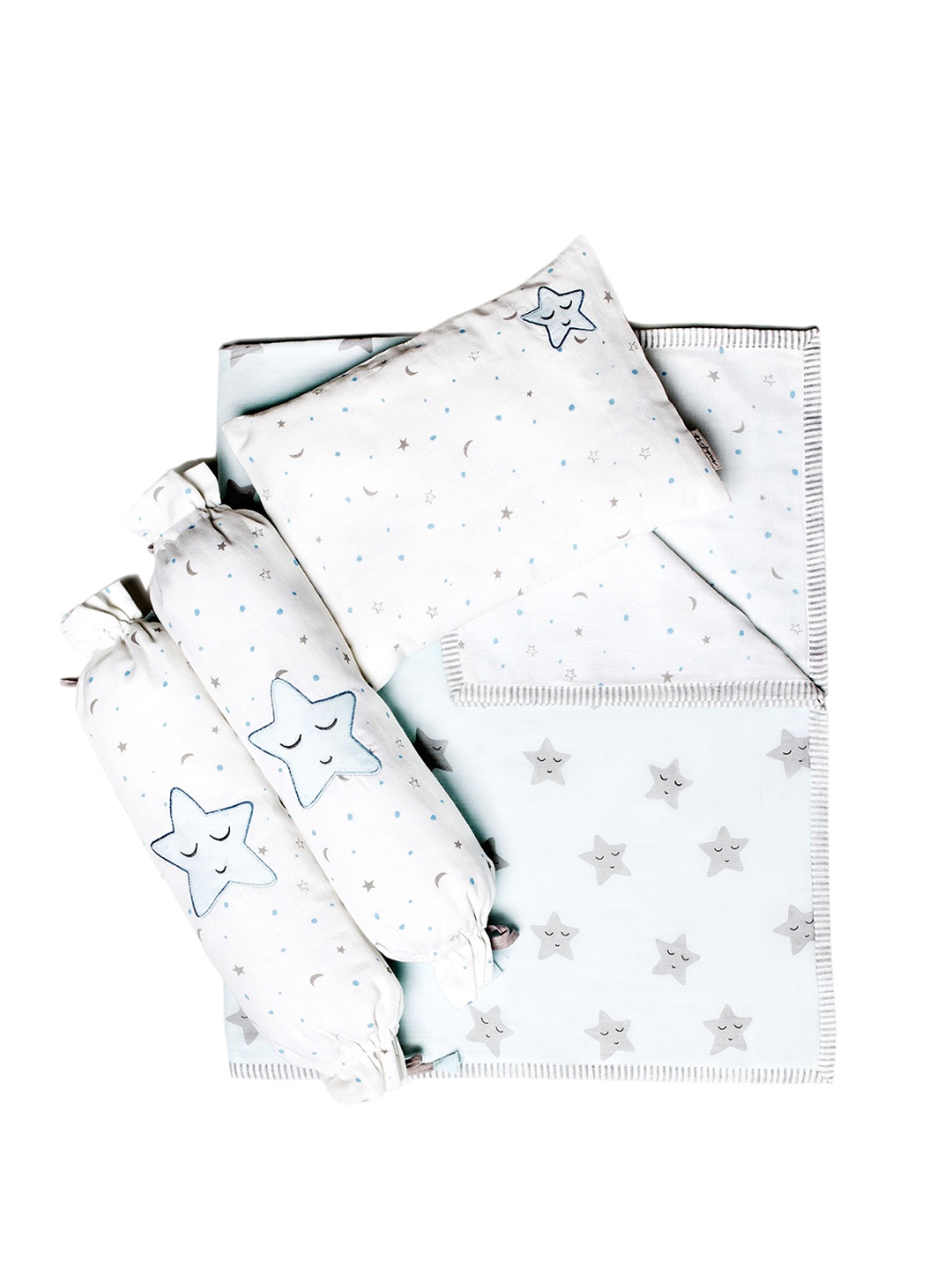 

Masilo Blue Printed Organic Cotton Baby Bed Sets