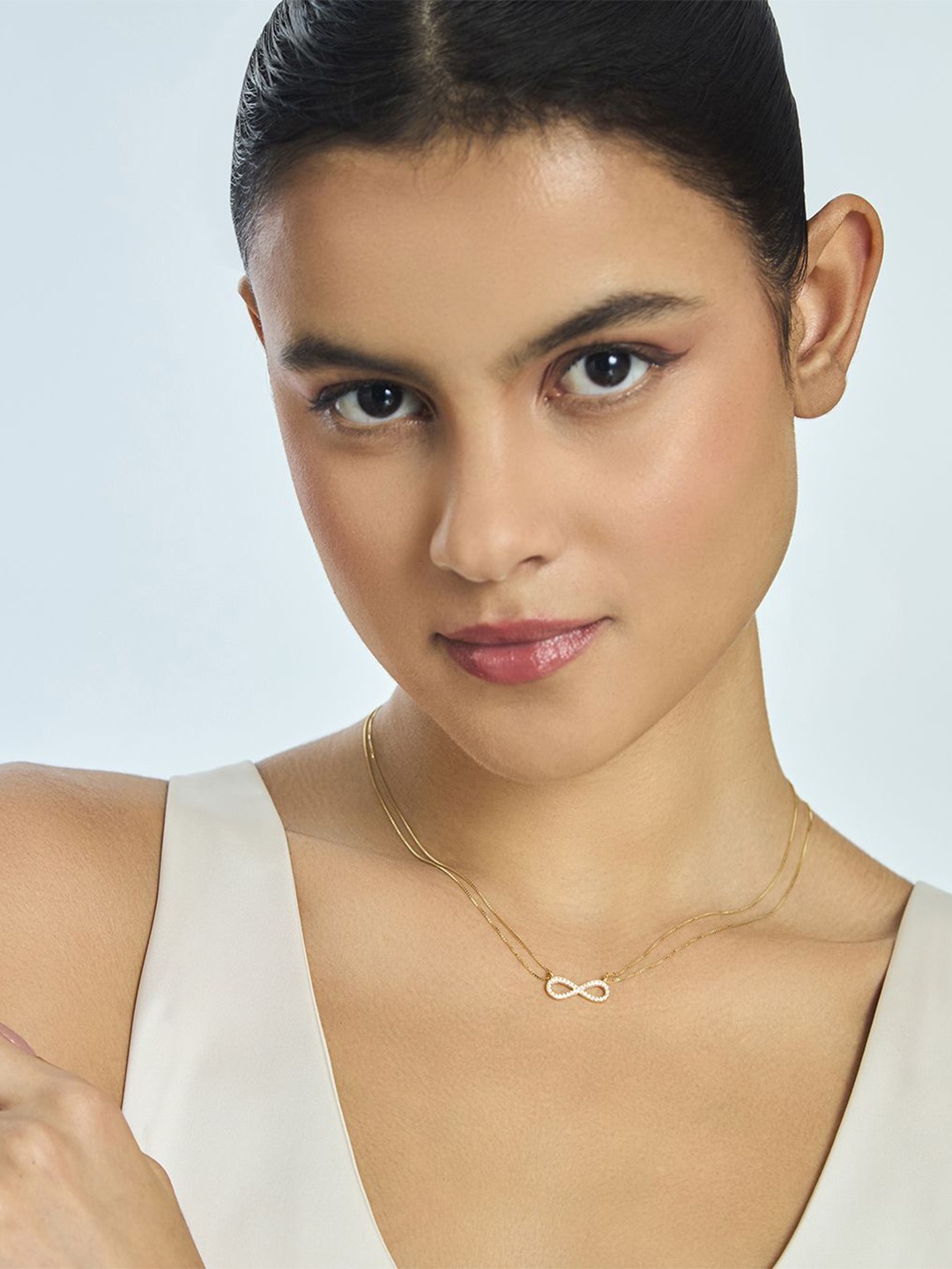 

Kushal's Fashion Jewellery Sterling Silver Gold-Plated Cubic Zirconia Chain