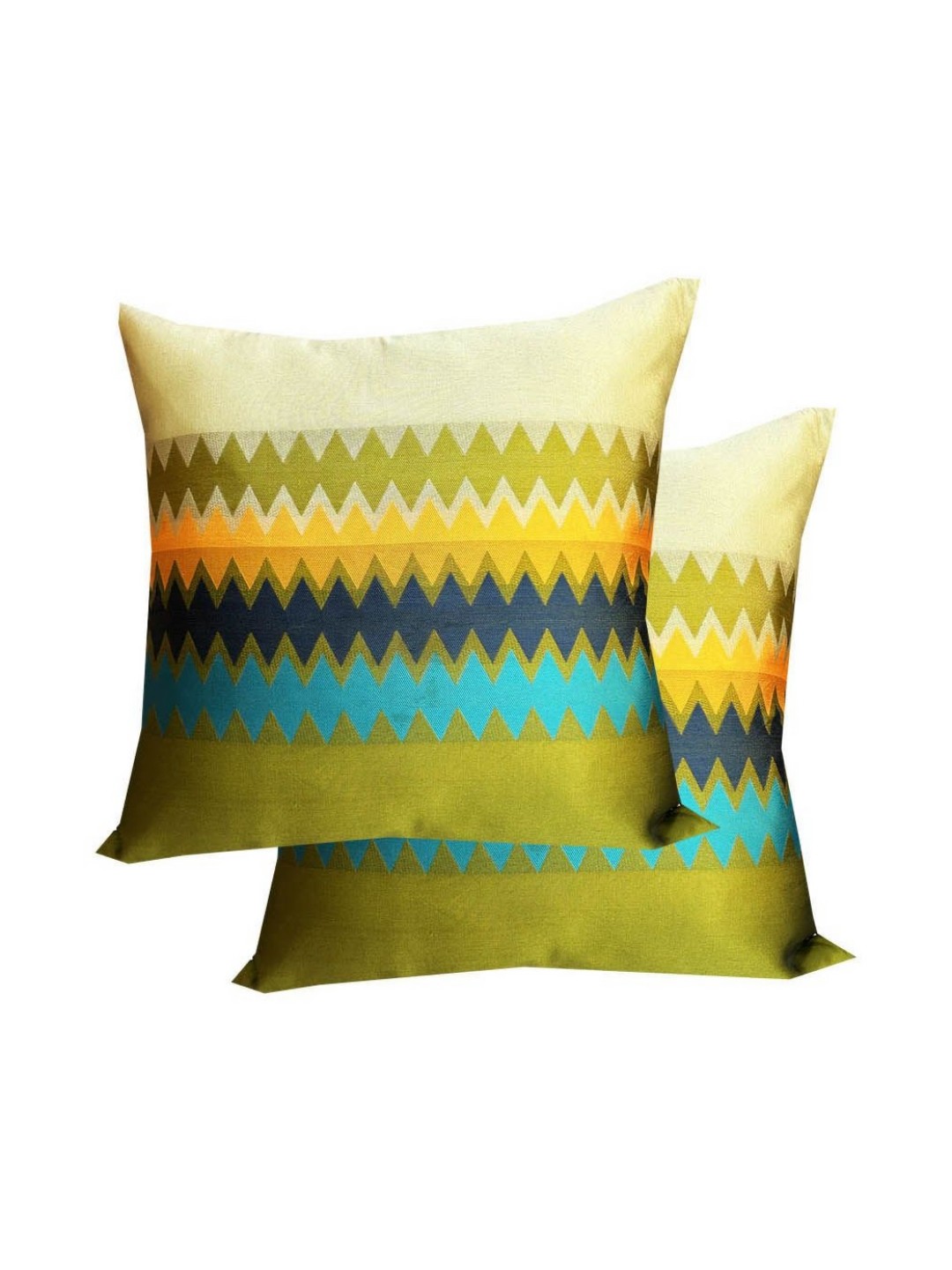 

Pink Parrot Beige & Blue 2 Pieces Geometric Printed Square Cushion Covers