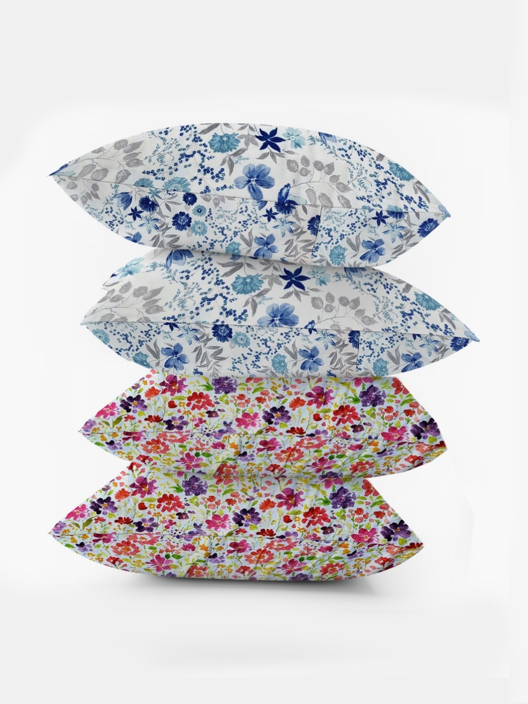 

ANA White & Blue 4 Pieces Self Design Jute Cotton Rectangle Pillow Covers