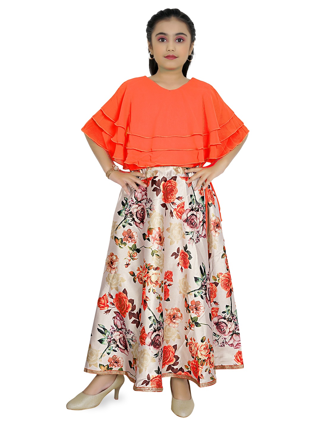 

BAESD Kids-Girls Maxi Dress, Orange