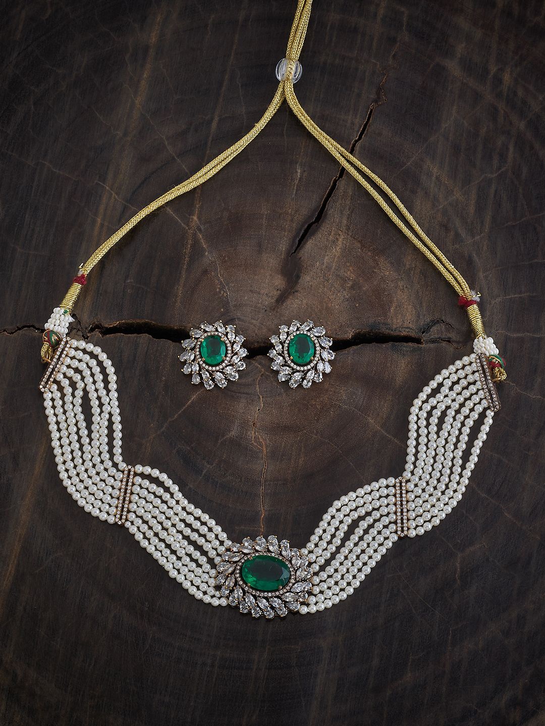 

Kushal's Fashion Jewellery Stone Studded & Beaded Layered Jewellery Set, Gold