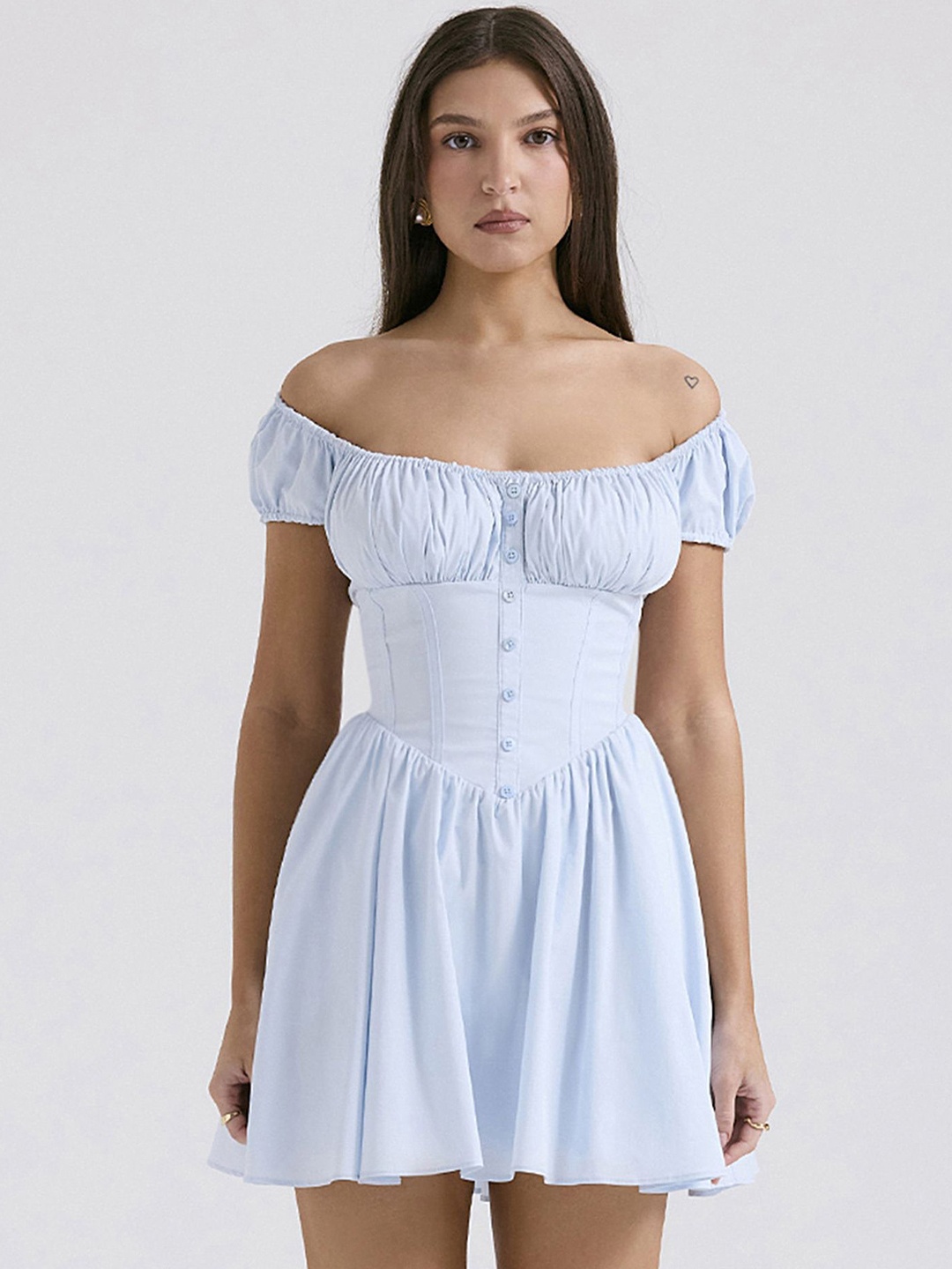 

LULU & SKY Off-Shoulder Fit & Flare Mini Dress, Blue