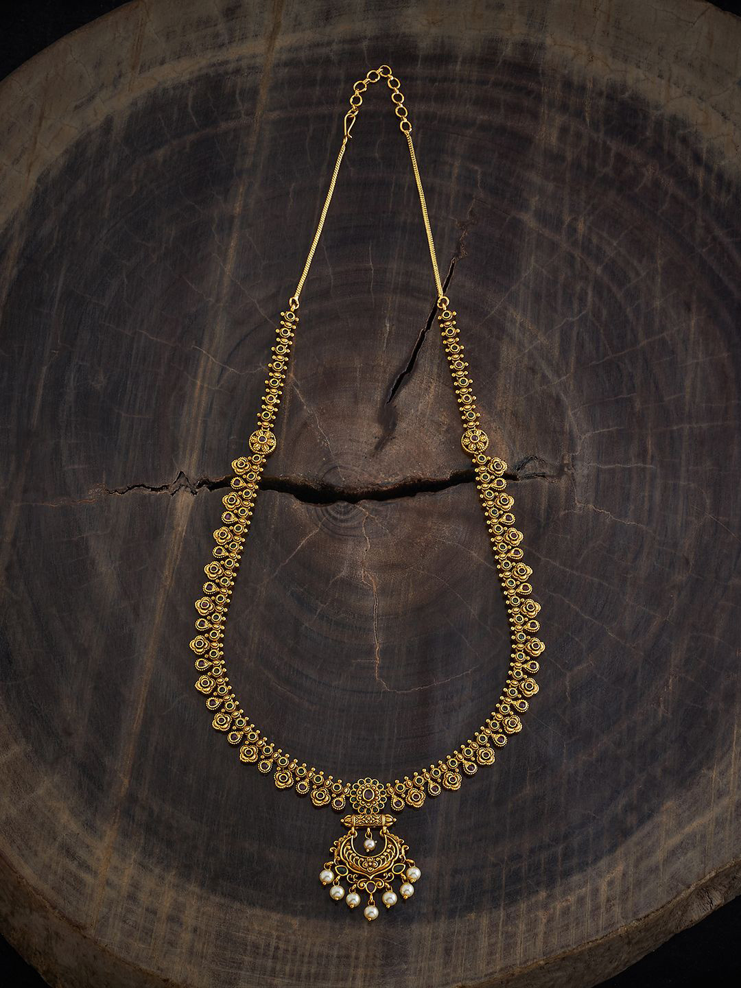 

Kushal's Fashion Jewellery Gold-Plated Stones Studded Antique Necklace