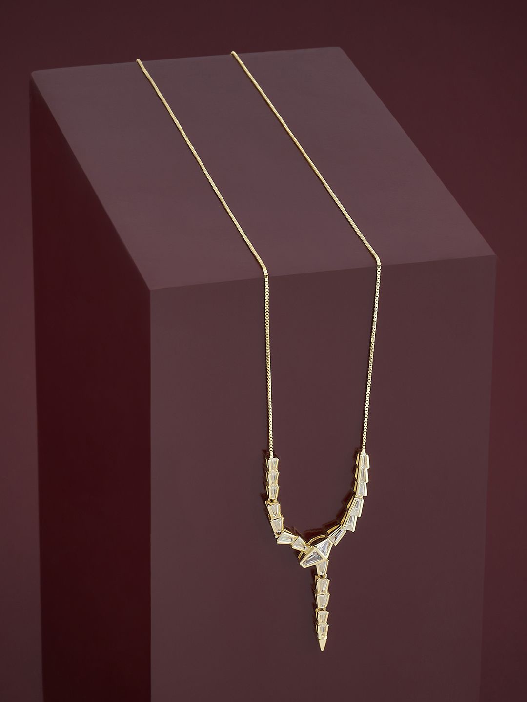 

Kushal's Fashion Jewellery Sterling Silver Gold-Plated Cubic Zirconia Chain