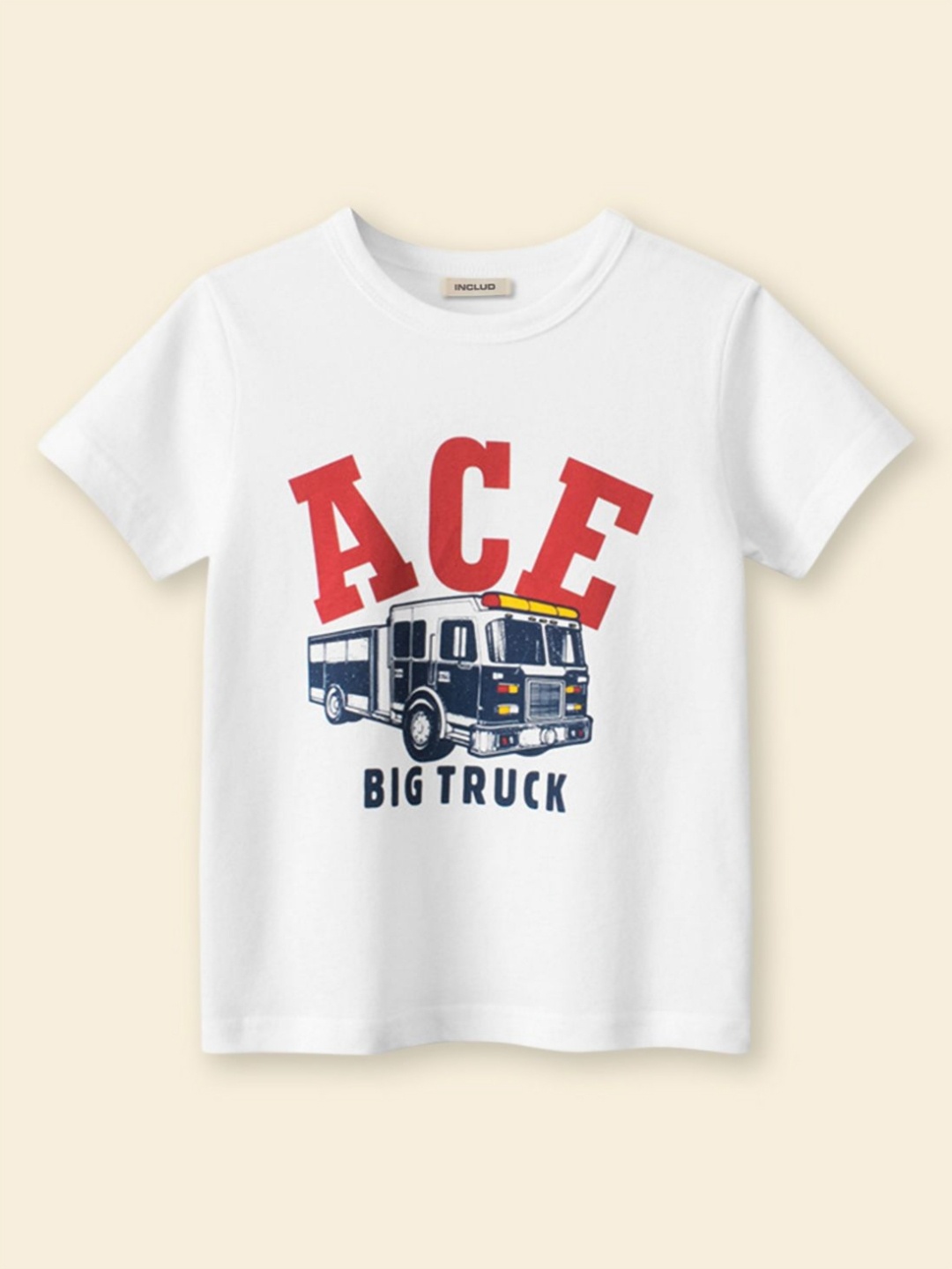 

INCLUD Boys Graphic Printed Round Neck Cotton T-shirt, White